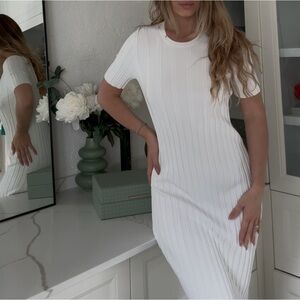 Helmut Lang Gray Bodycon Maxi Dress Crew Neck Casual